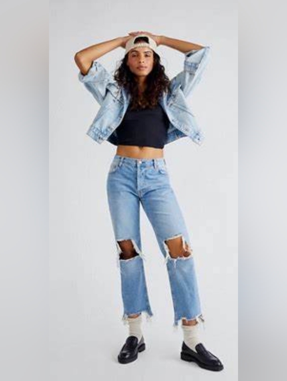 We The Free By Free People Maggie Midrise Cropped Frayed Jeans, NWOT, 28